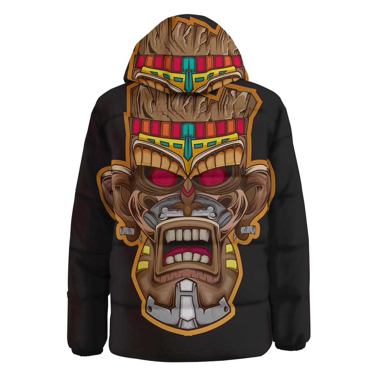 Totem Tiki Print Down Jacket-grizzshop