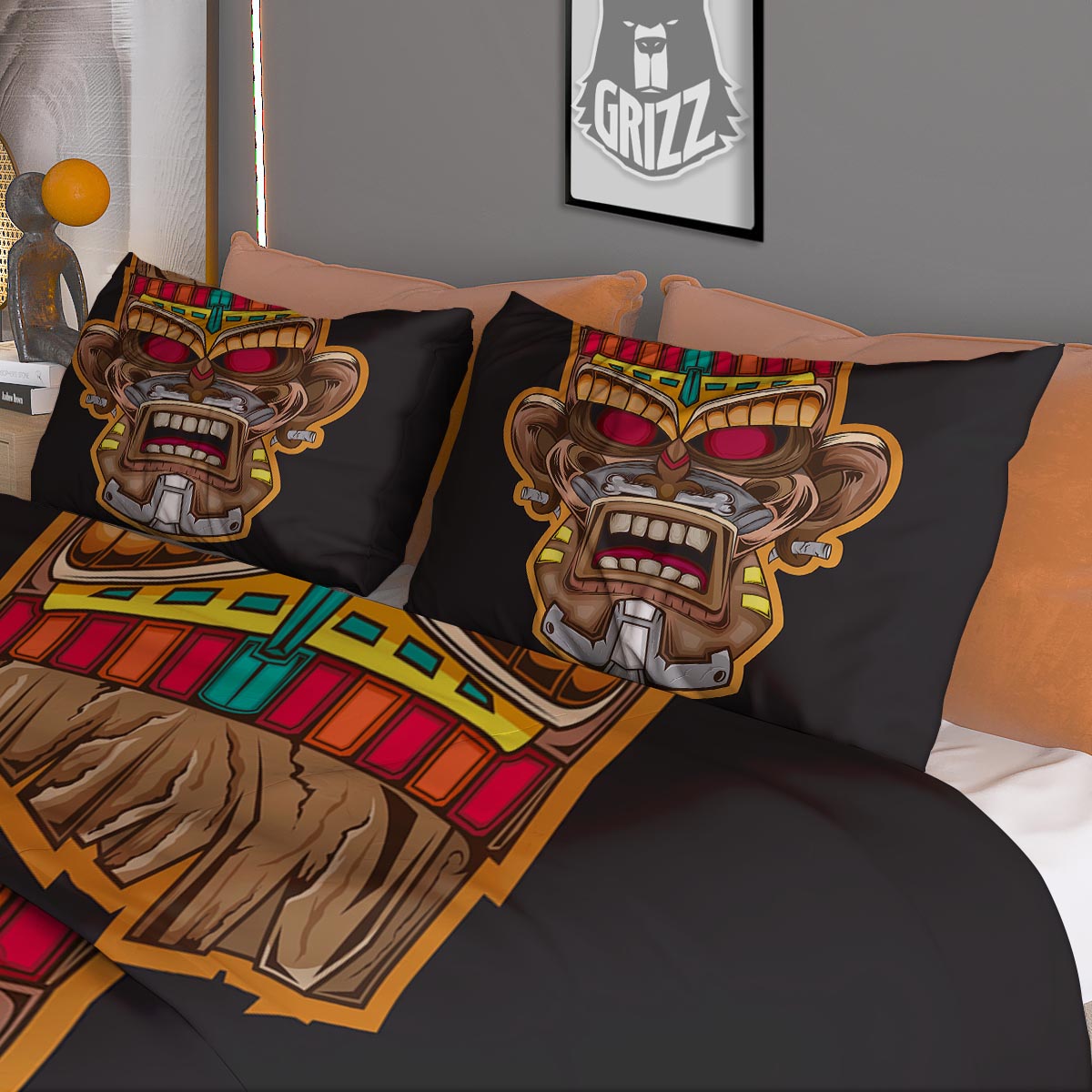 Totem Tiki Print Duvet Cover Bedding Set