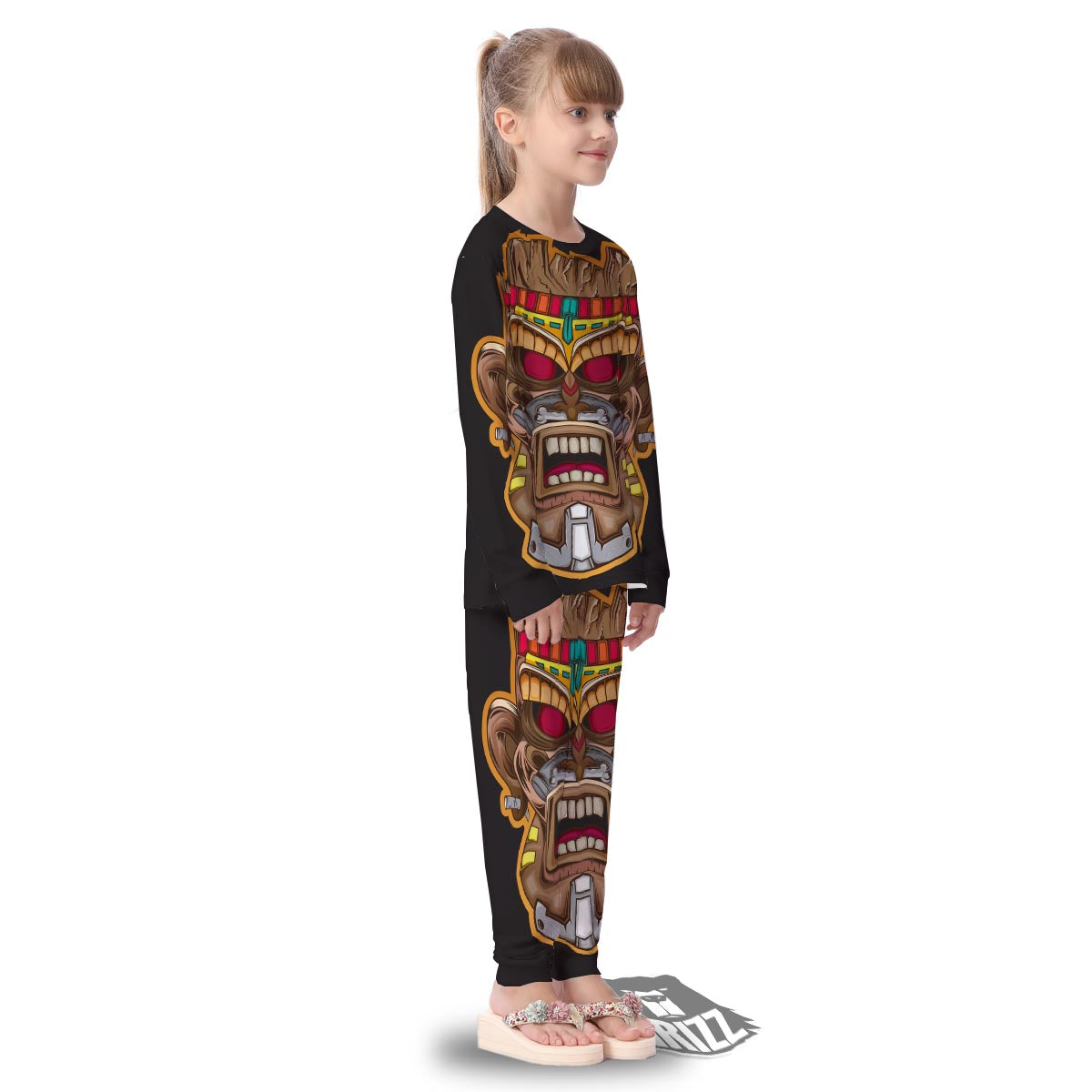 Totem Tiki Print Kid's Pajamas-grizzshop