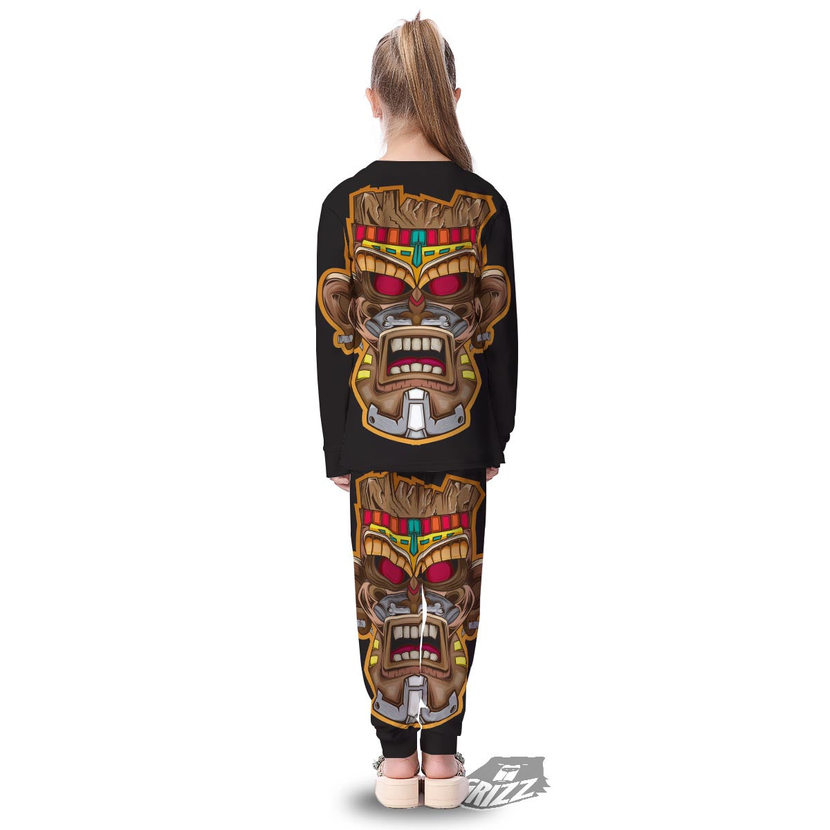 Totem Tiki Print Kid's Pajamas-grizzshop