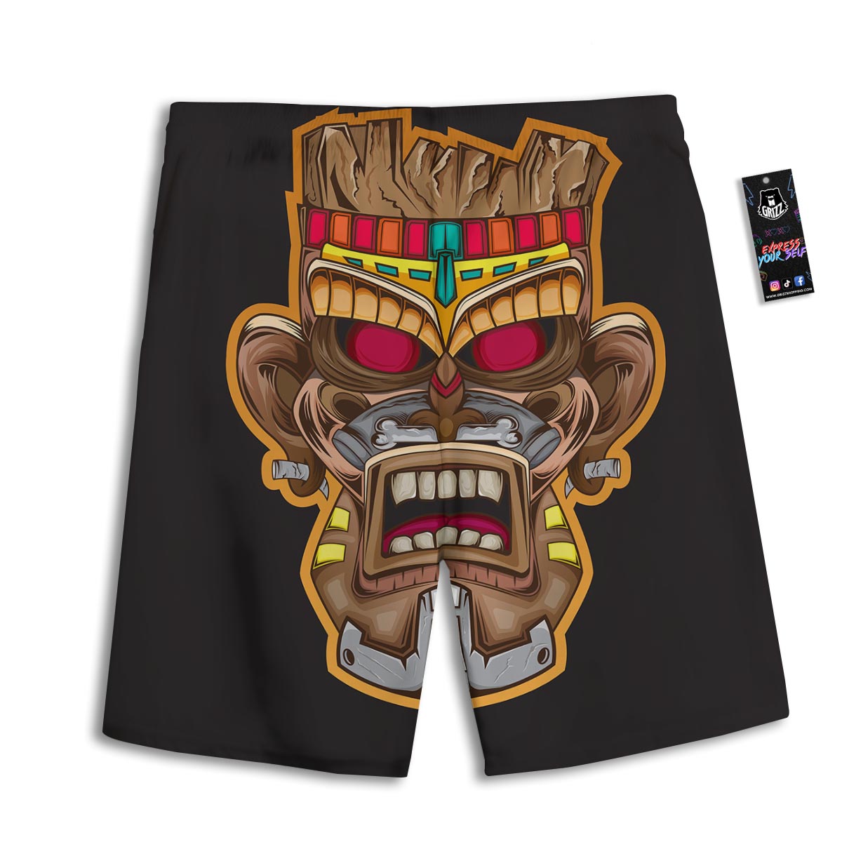 Totem Tiki Print Men's Athletic Shorts