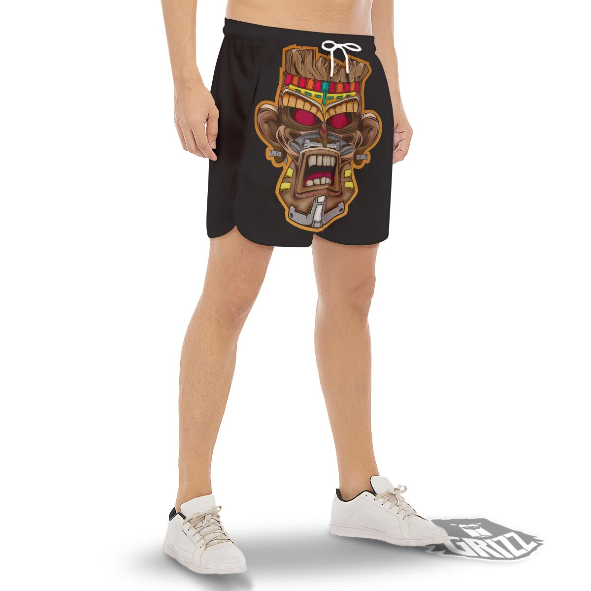 Totem Tiki Print Men's Gym Shorts-grizzshop