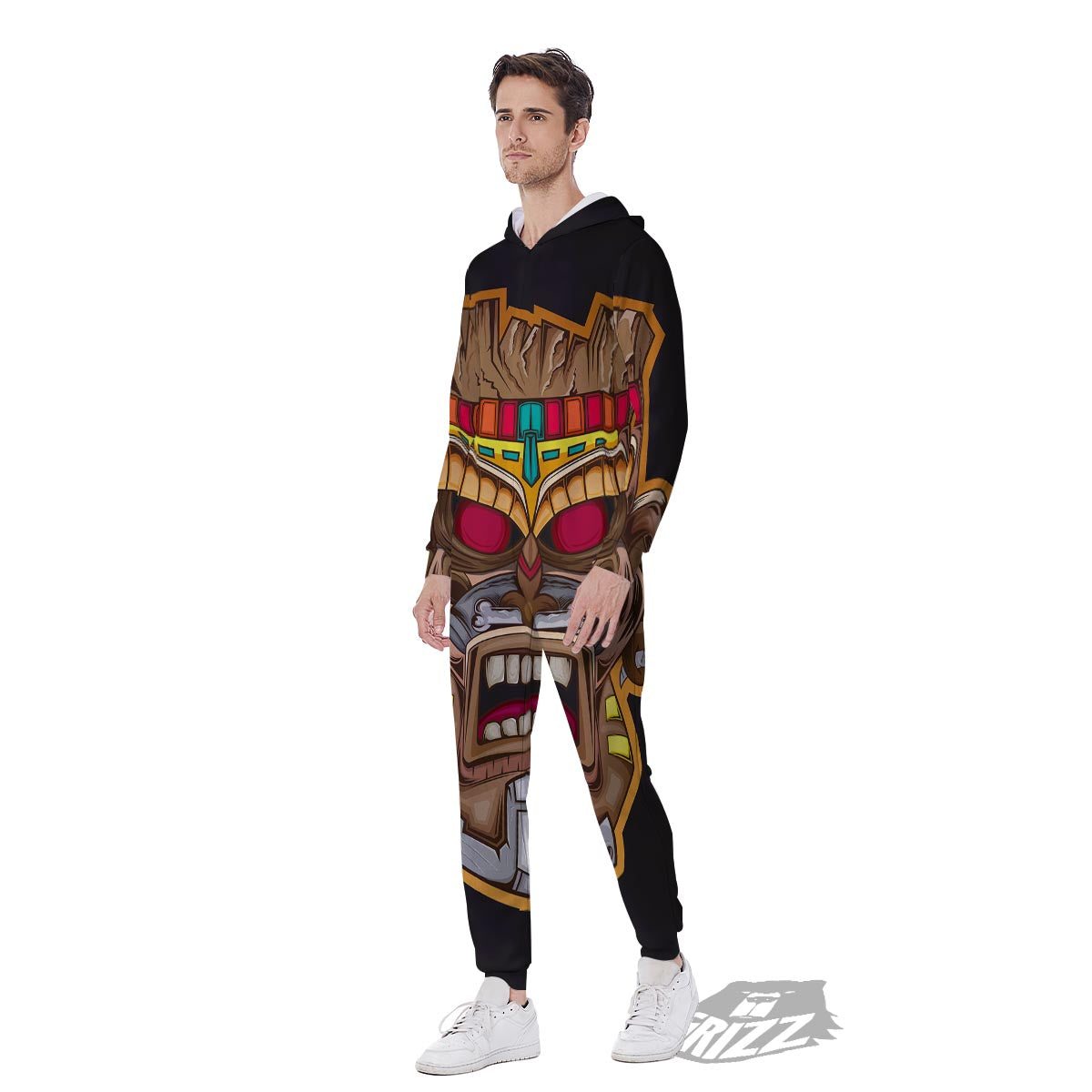 Totem Tiki Print Men's Jumpsuit-grizzshop