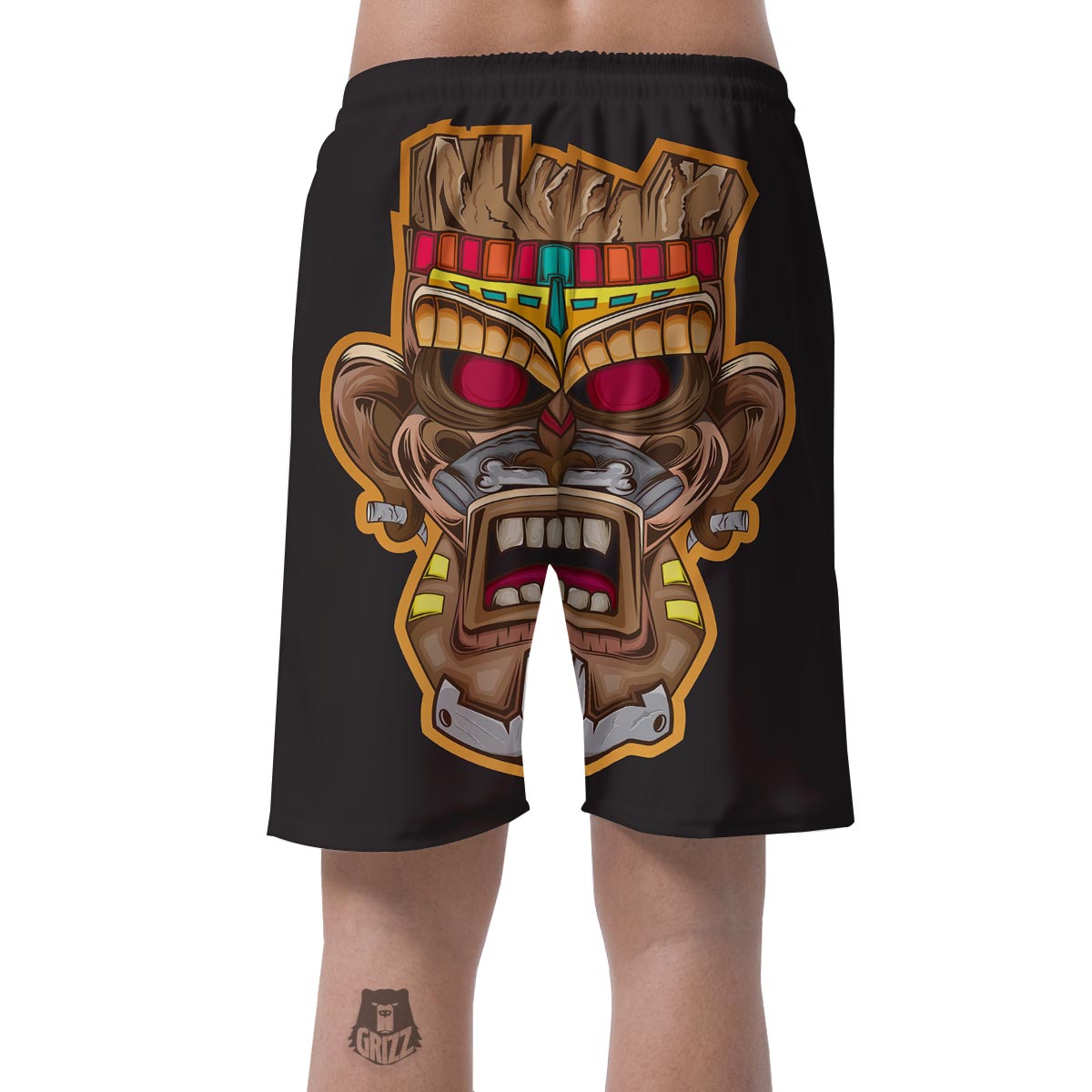Totem Tiki Print Men's Shorts-grizzshop