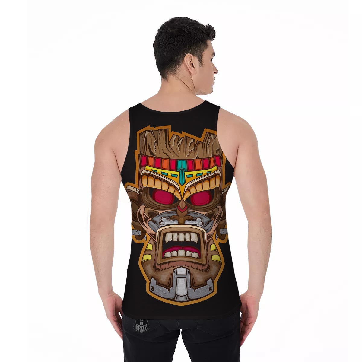 Totem Tiki Print Men's Tank Top-grizzshop
