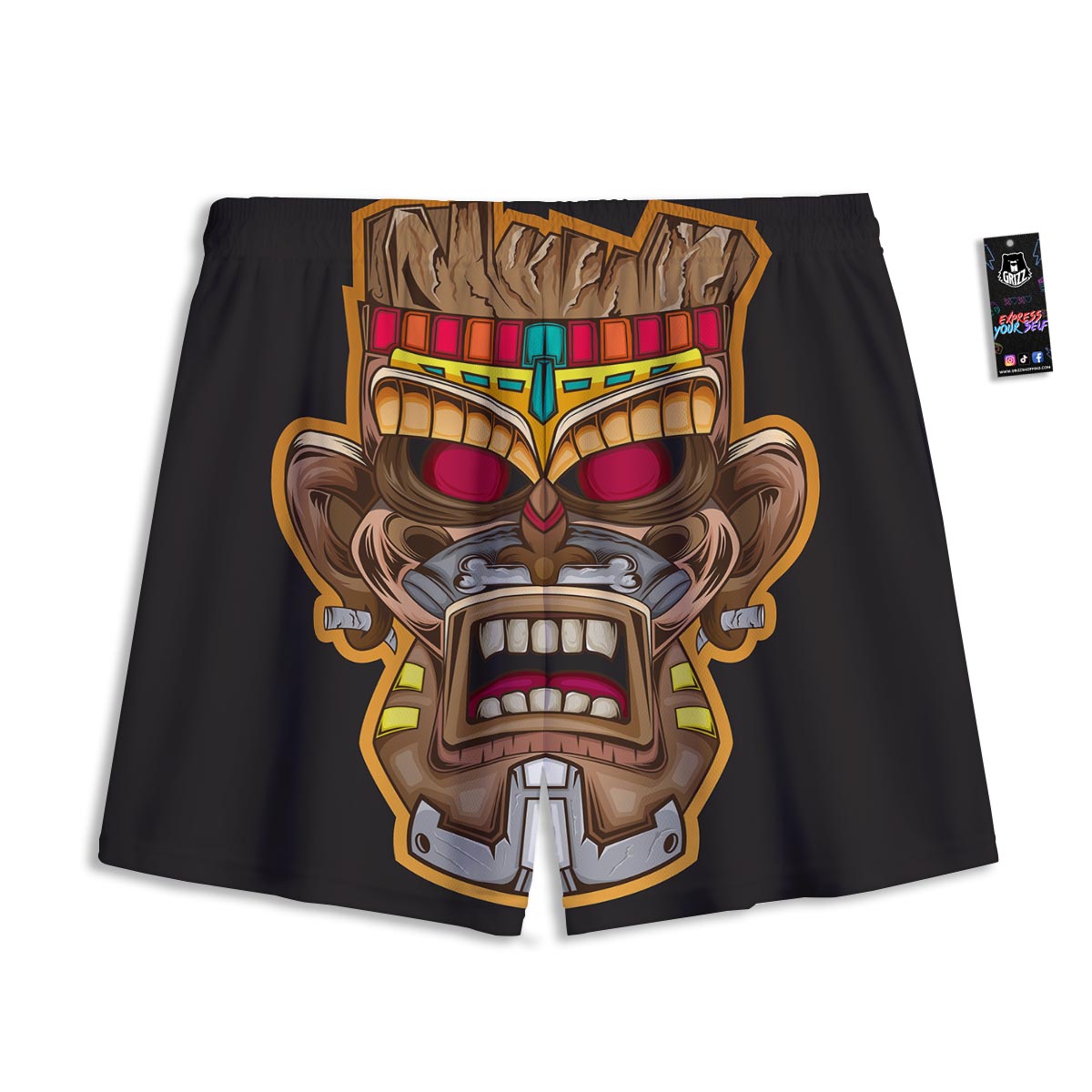Totem Tiki Print Mesh Shorts