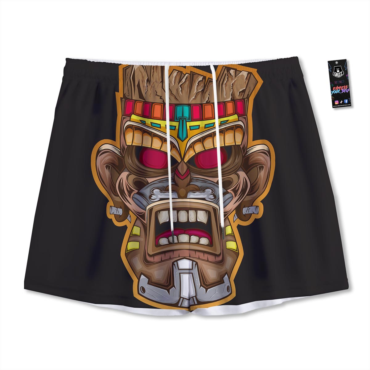 Totem Tiki Print Mesh Shorts