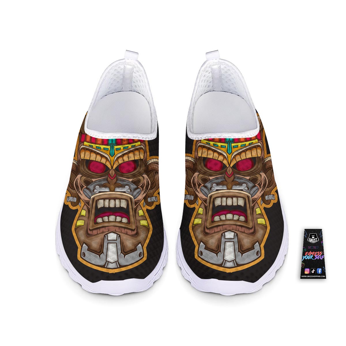 Totem Tiki Print Nurse Shoes-grizzshop