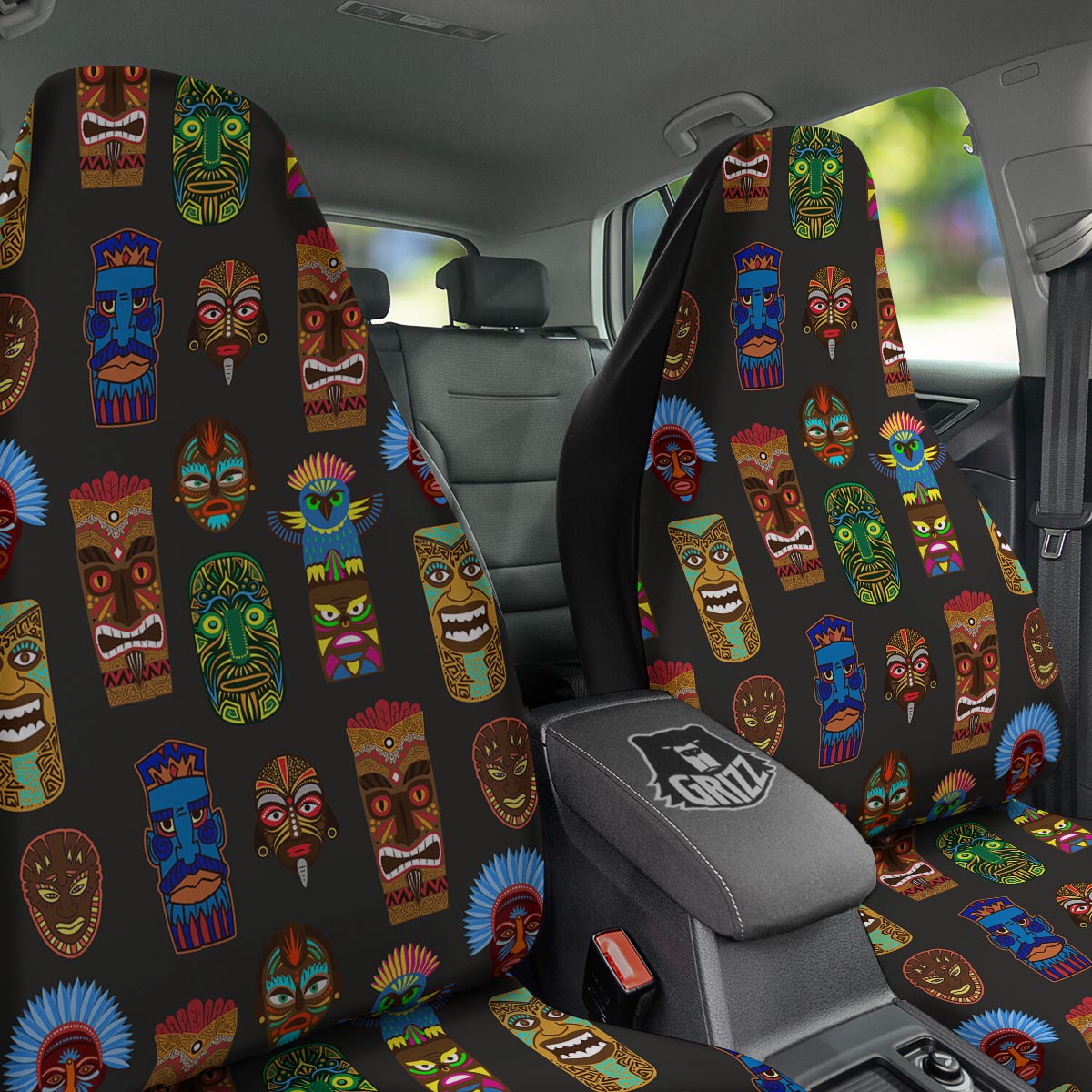 Totem Tiki Print Pattern Car Seat Covers-grizzshop
