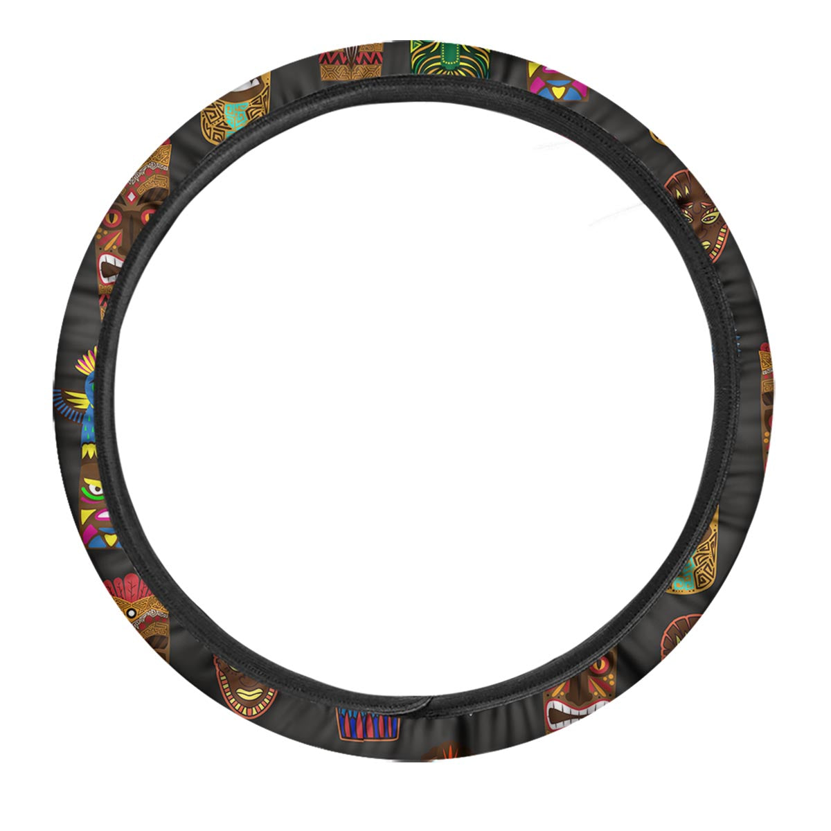 Totem Tiki Print Pattern Car Steering Wheel Cover-grizzshop