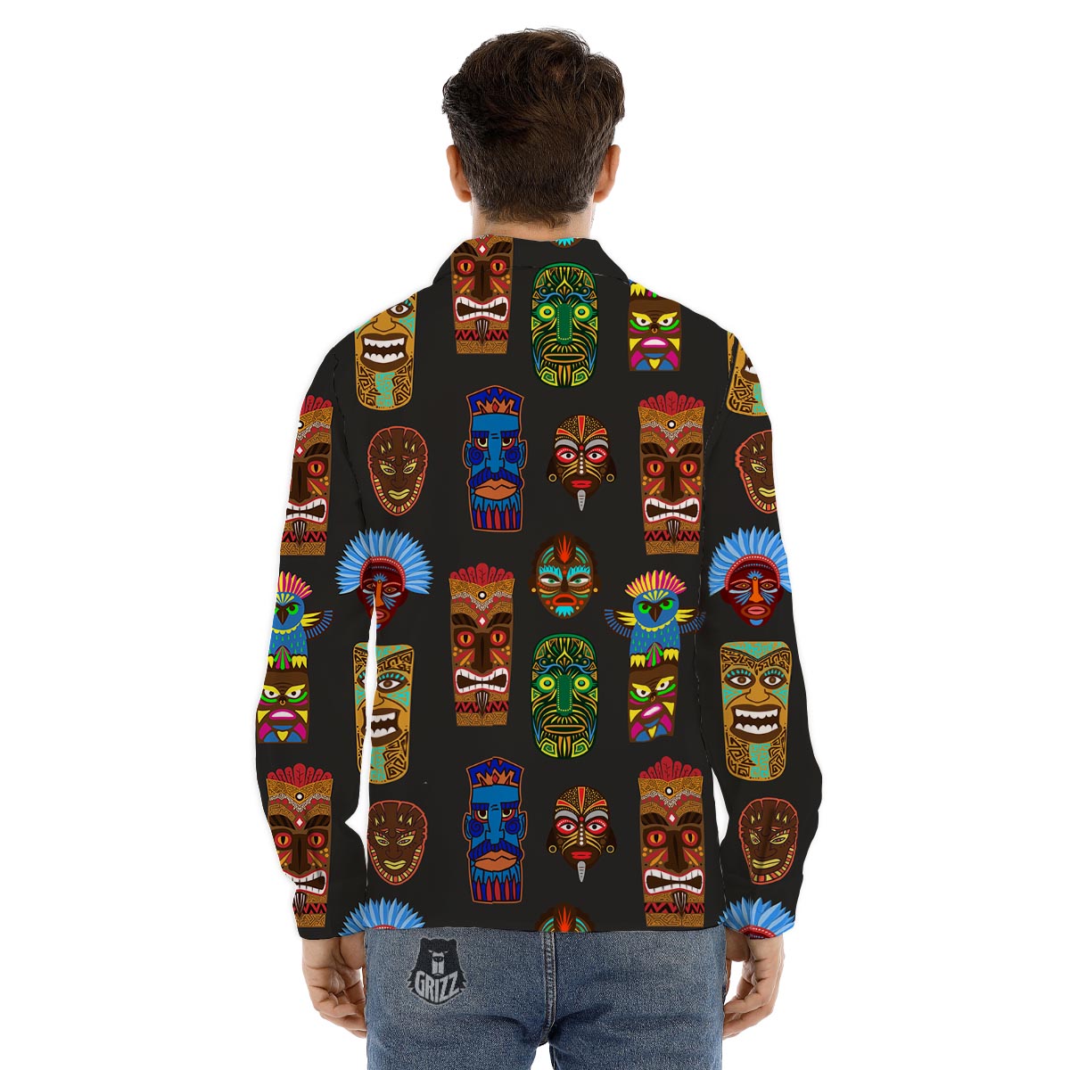 Totem Tiki Print Pattern Men's Dress Shirts-grizzshop