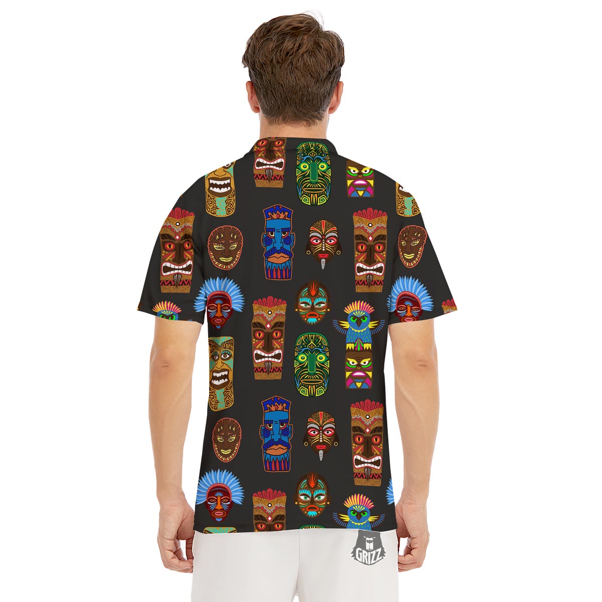 Totem Tiki Print Pattern Men's Golf Shirts-grizzshop