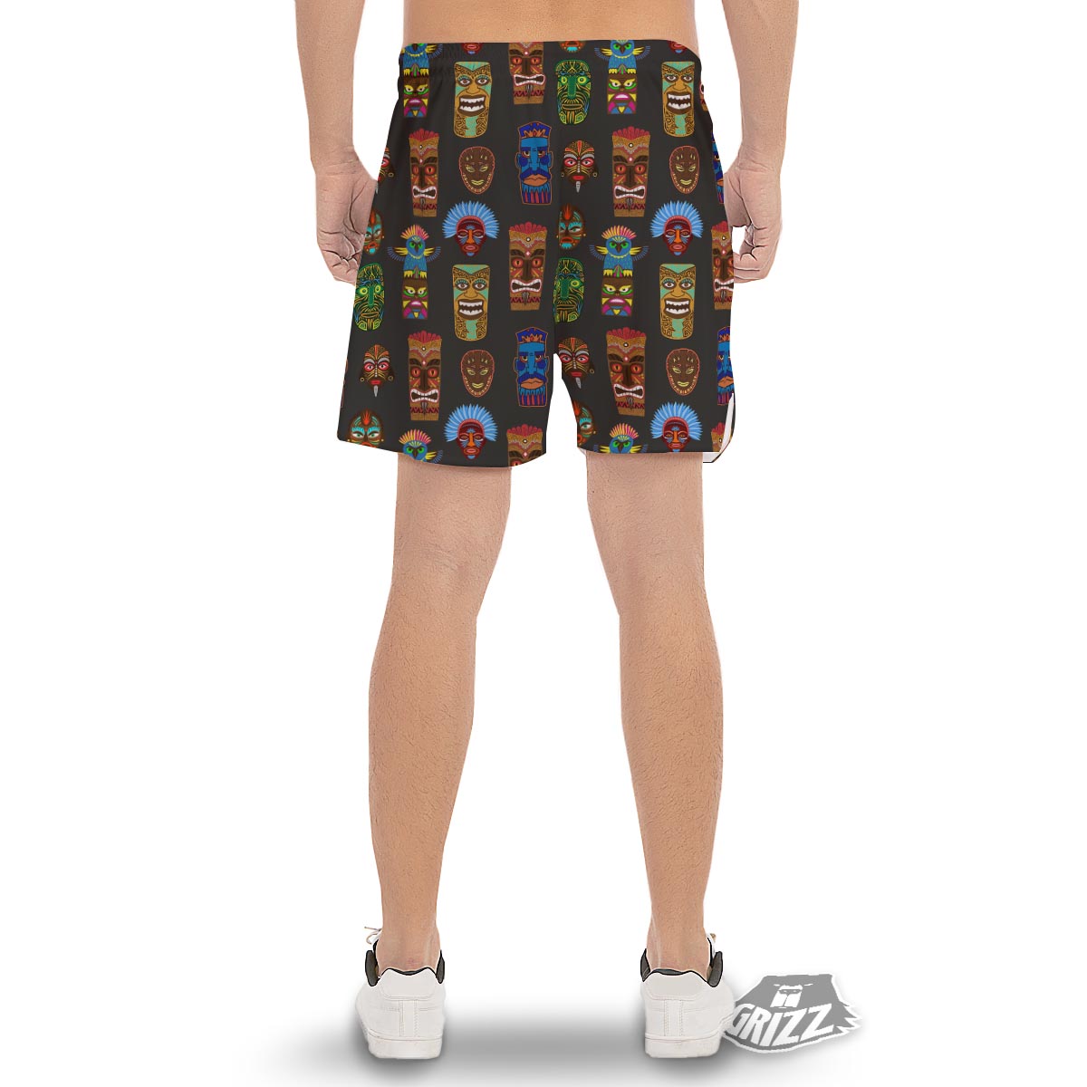 Totem Tiki Print Pattern Men's Gym Shorts-grizzshop