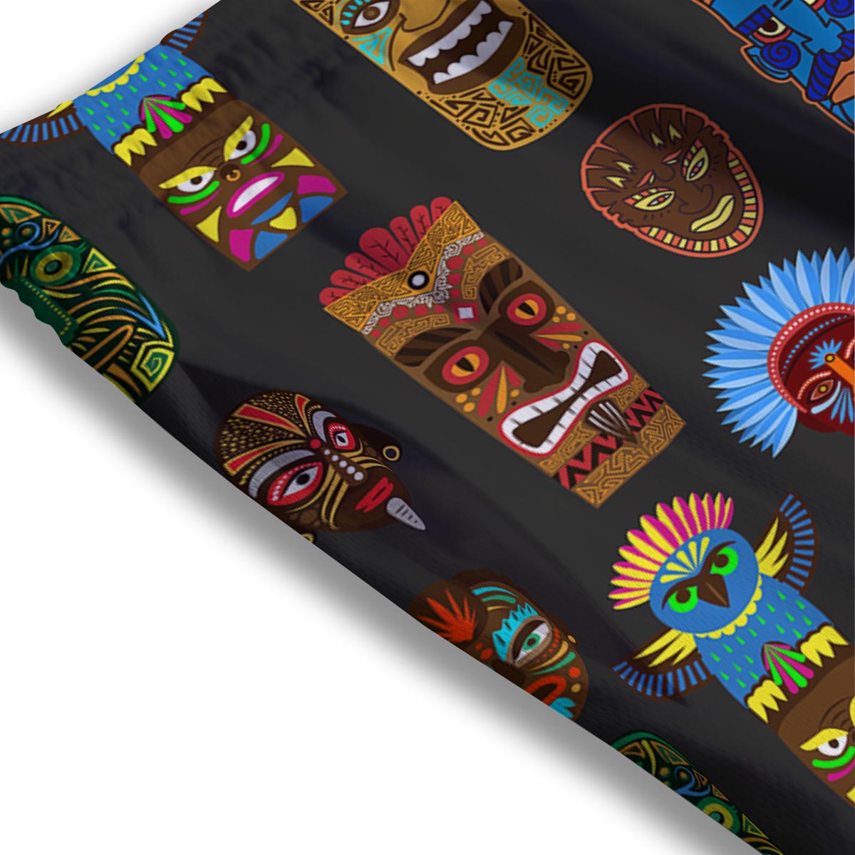 Totem Tiki Print Pattern Mesh Shorts