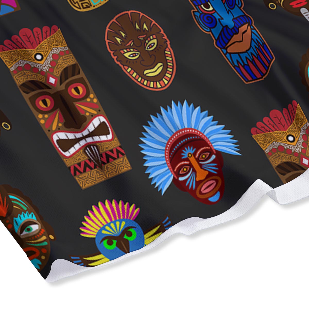 Totem Tiki Print Pattern Mesh Shorts