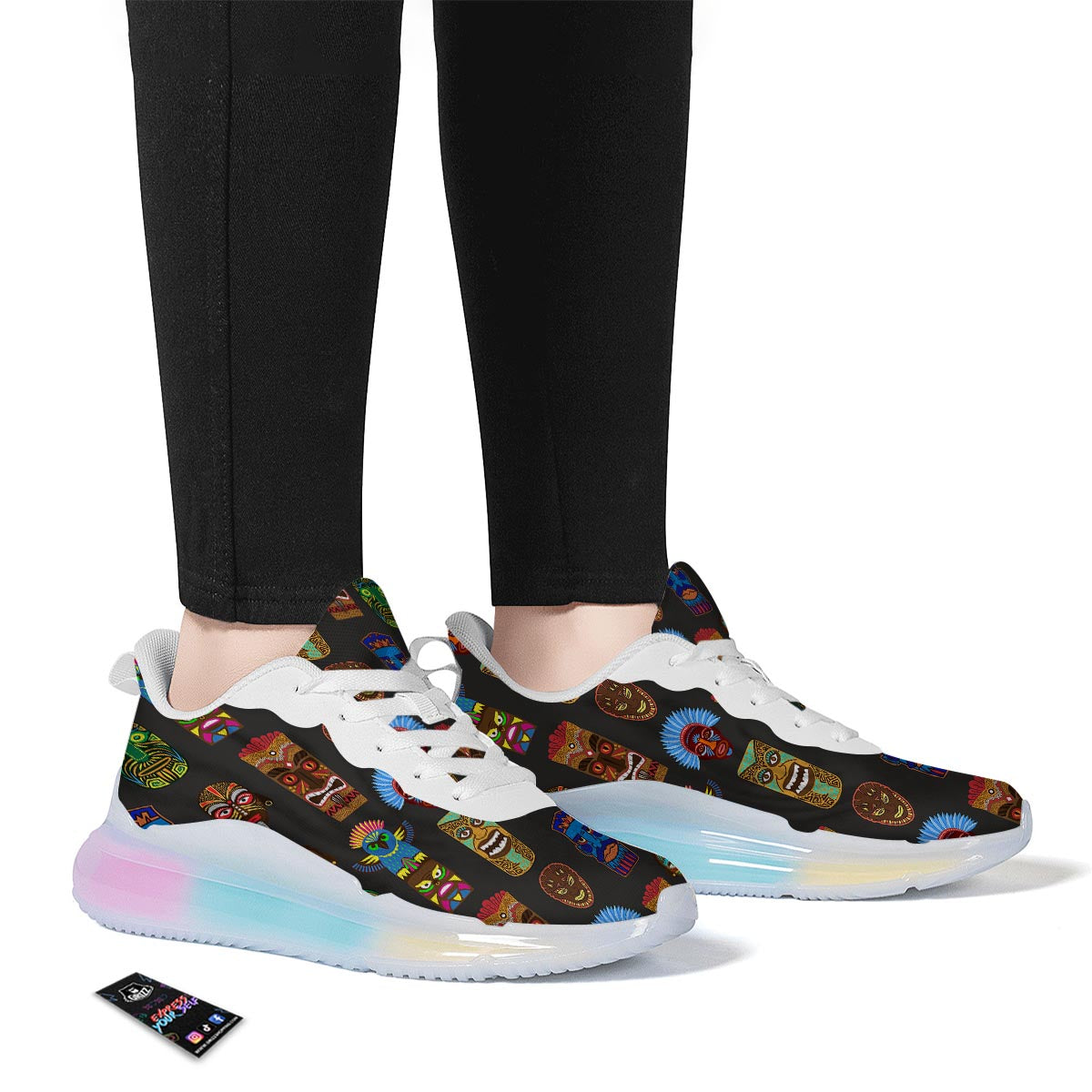 Totem Tiki Print Pattern Running Sneakers-grizzshop