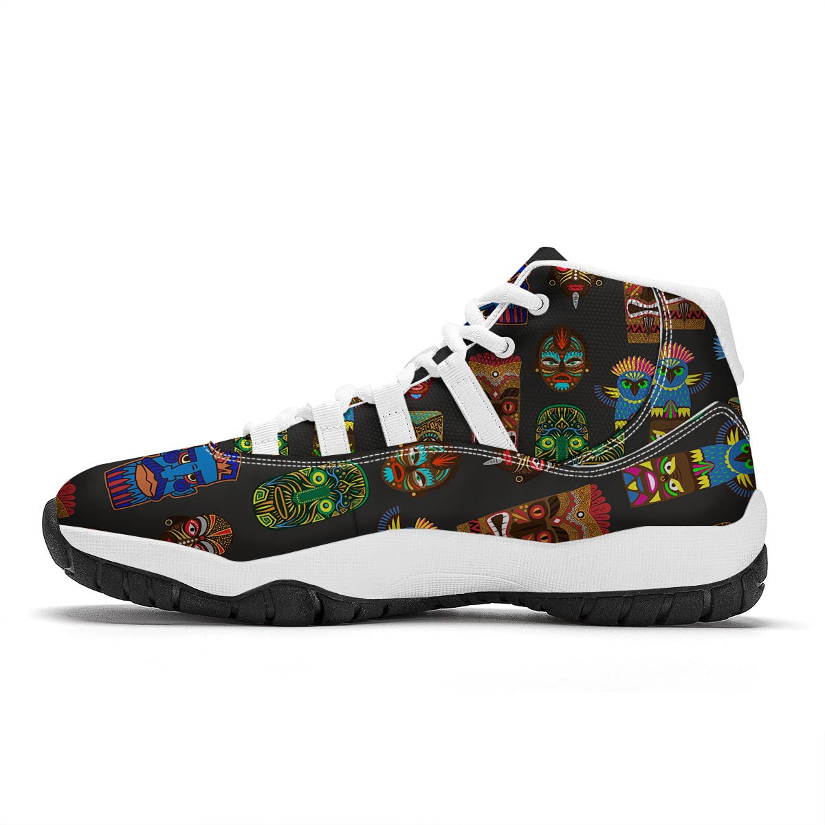 Totem Tiki Print Pattern White Bball Shoes-grizzshop