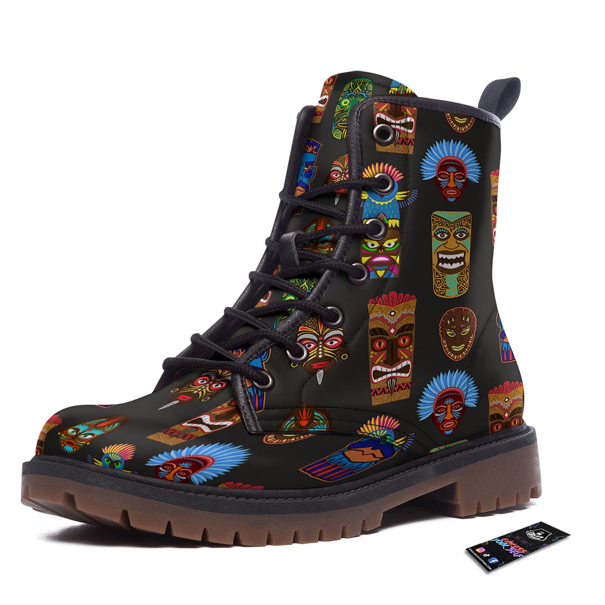 Totem Tiki Print Pattern Work Boots-grizzshop
