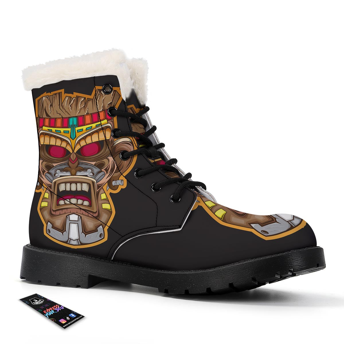 Totem Tiki Print Winter Boots-grizzshop
