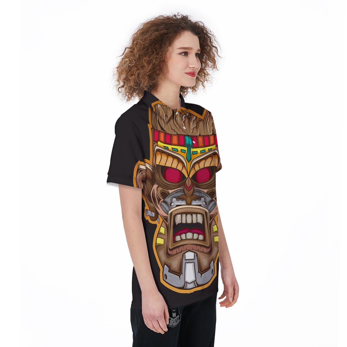 Totem Tiki Print Women's Golf Shirts-grizzshop