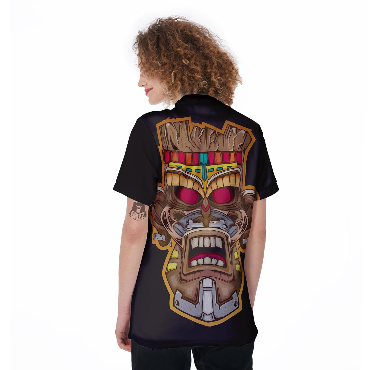 Totem Tiki Print Women's Golf Shirts-grizzshop