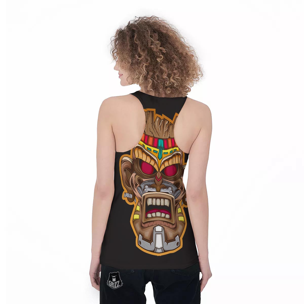 Totem Tiki Print Women's Racerback Tank Top-grizzshop