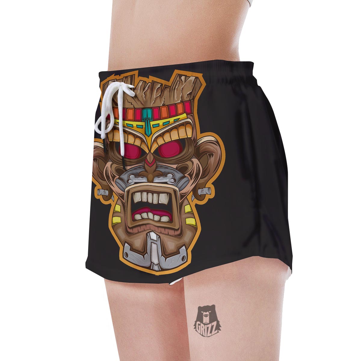 Totem Tiki Print Women's Shorts-grizzshop