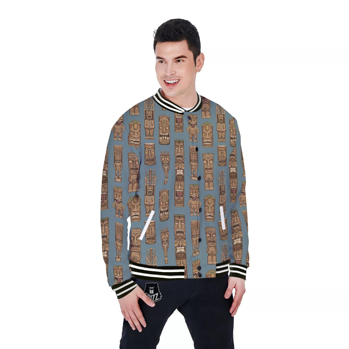 Totem Tribal Print Pattern Baseball Jacket-grizzshop