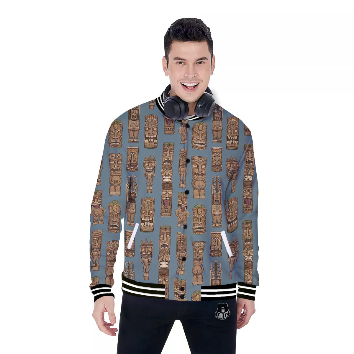 Totem Tribal Print Pattern Baseball Jacket-grizzshop
