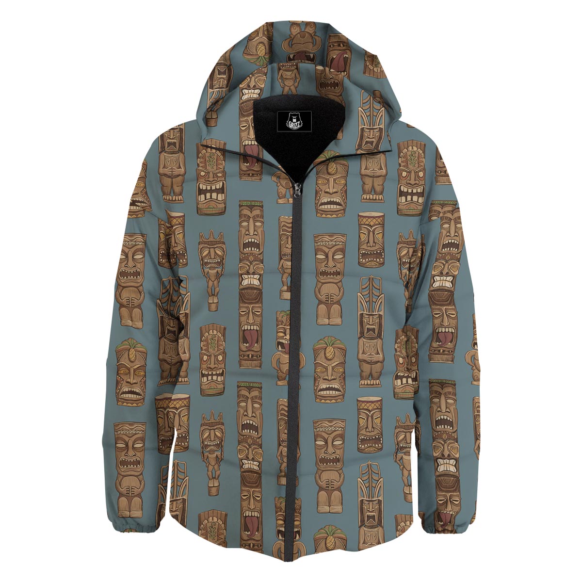 Totem Tribal Print Pattern Down Jacket-grizzshop