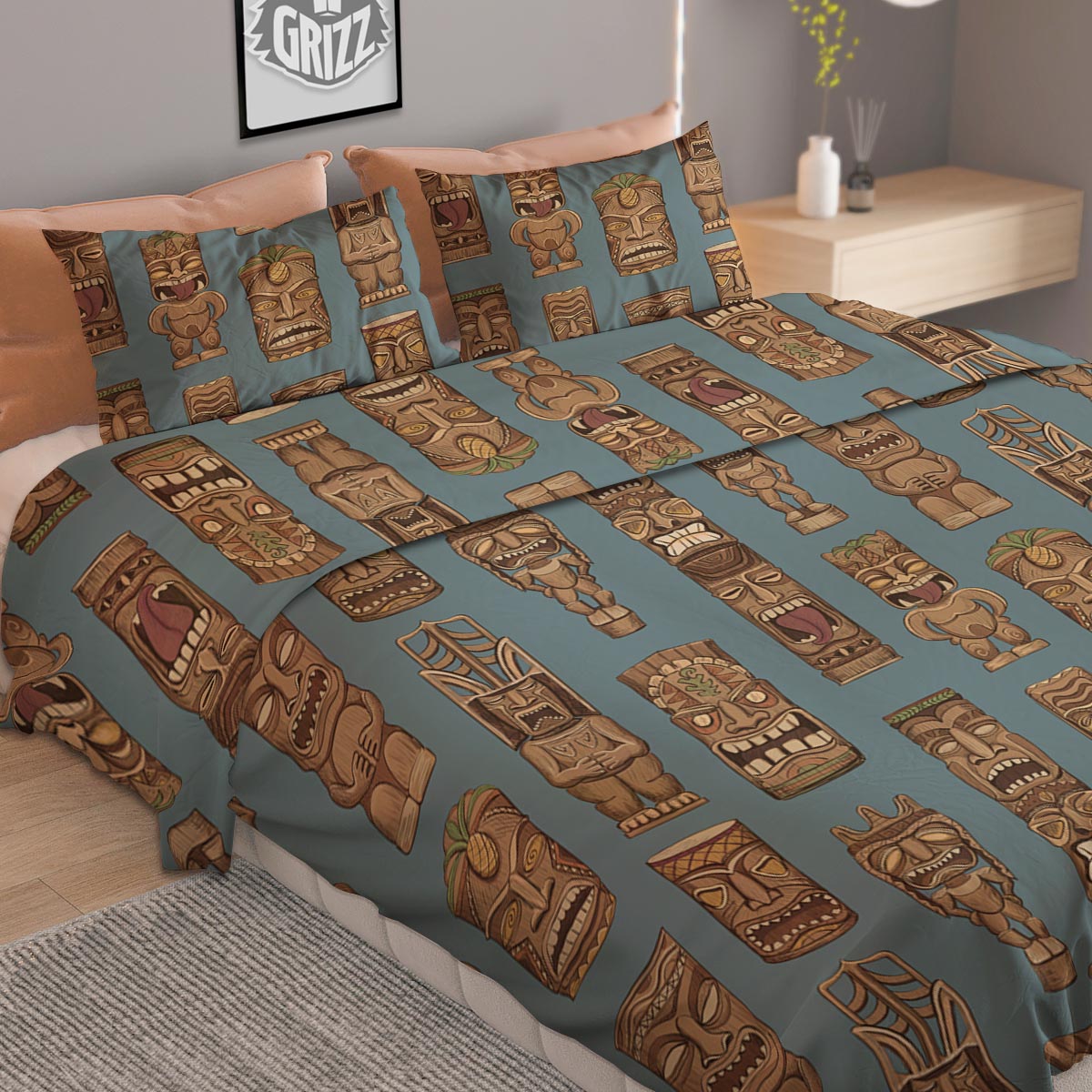 Totem Tribal Print Pattern Duvet Cover Bedding Set