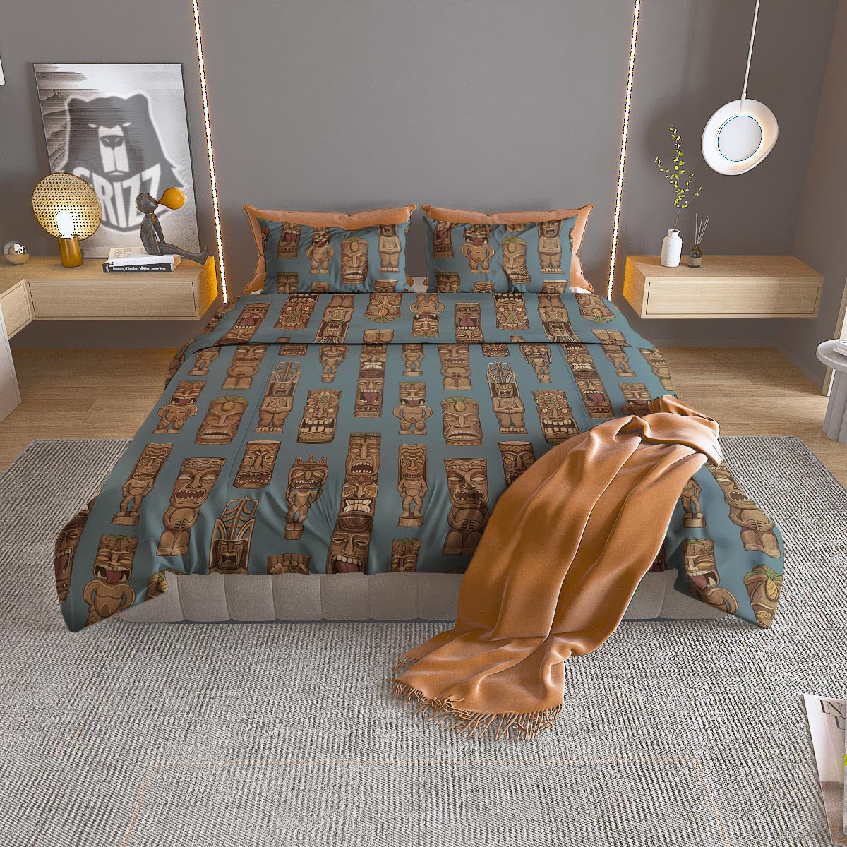 Totem Tribal Print Pattern Duvet Cover Bedding Set