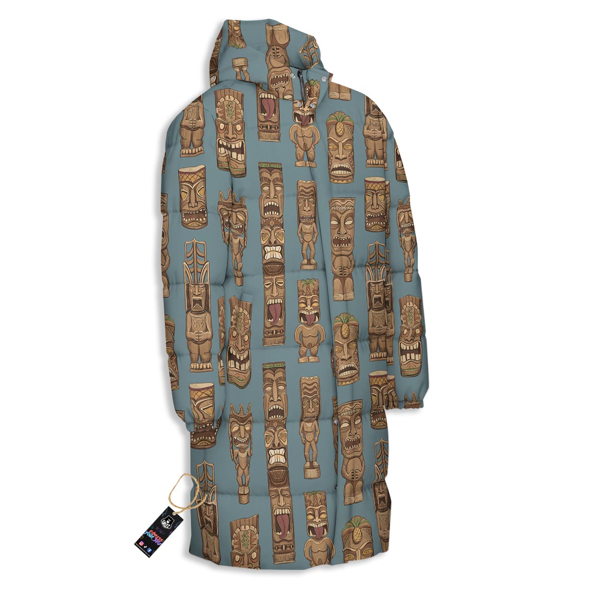 Totem Tribal Print Pattern Long Down Jacket-grizzshop