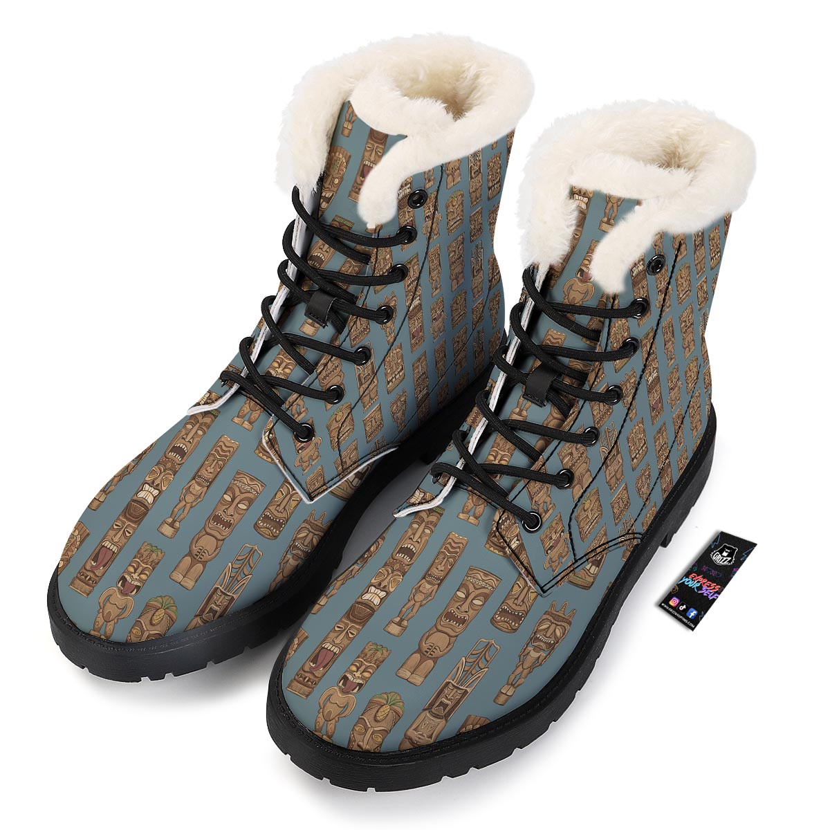 Totem Tribal Print Pattern Winter Boots-grizzshop