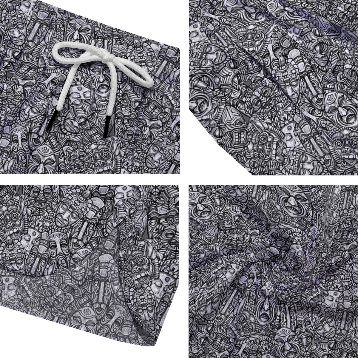 Totem White And Grey Print Pattern Men's Running Shorts-grizzshop