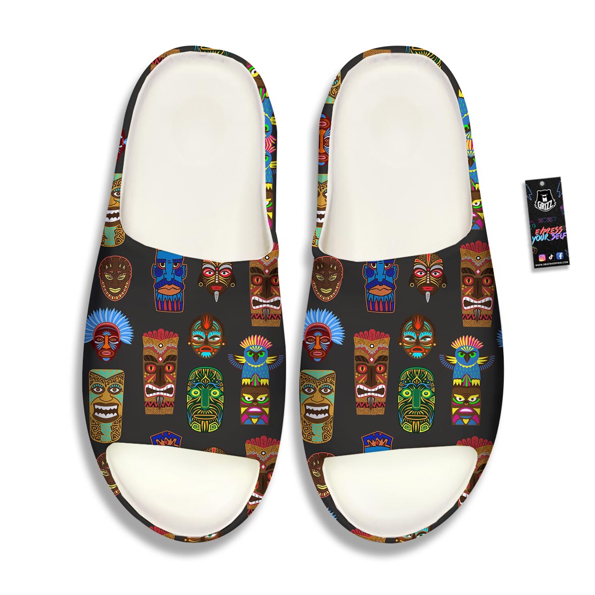 Totem Tiki Print Pattern Sandals-grizzshop