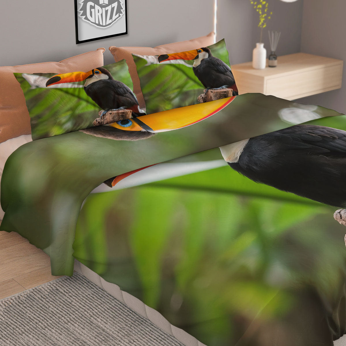 Toucan Aloha Keel-Billed Print Duvet Cover Bedding Set