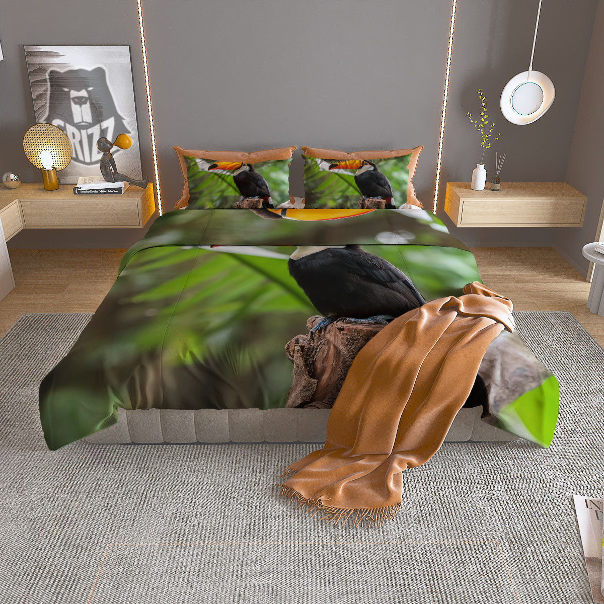 Toucan Aloha Keel-Billed Print Duvet Cover Bedding Set