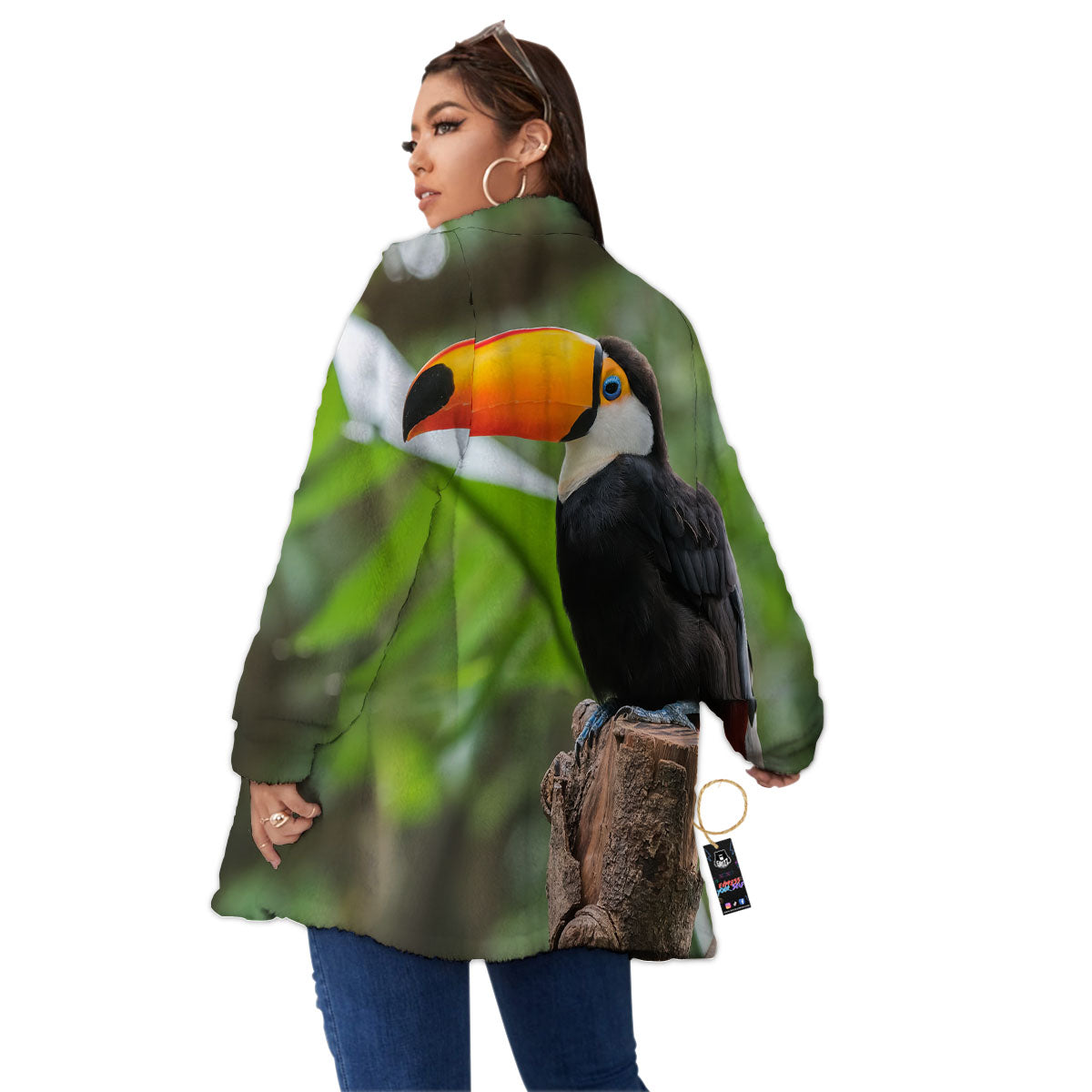 Toucan Aloha Keel-Billed Print Women's Sherpa Jacket-grizzshop