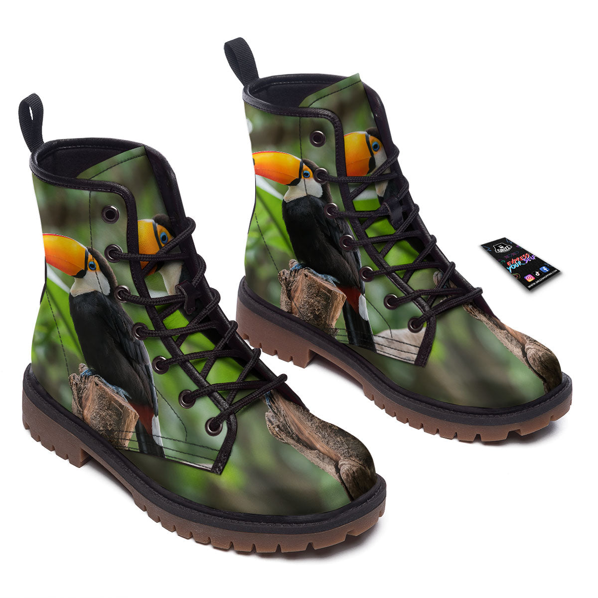 Toucan Aloha Keel-Billed Print Work Boots-grizzshop