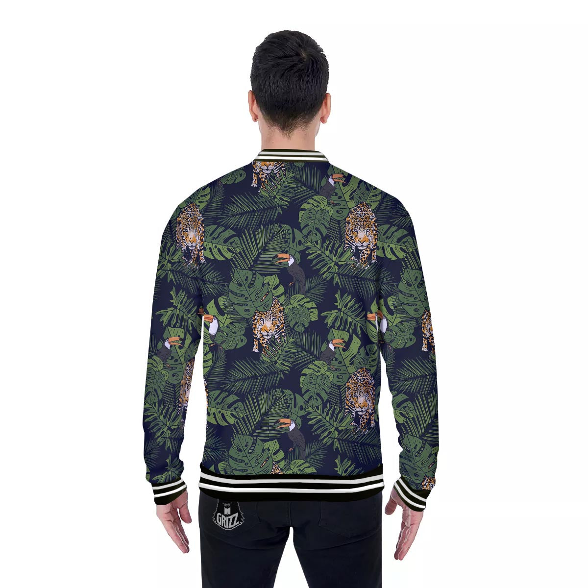 Toucan And Tiger Print Pattern Baseball Jacket-grizzshop