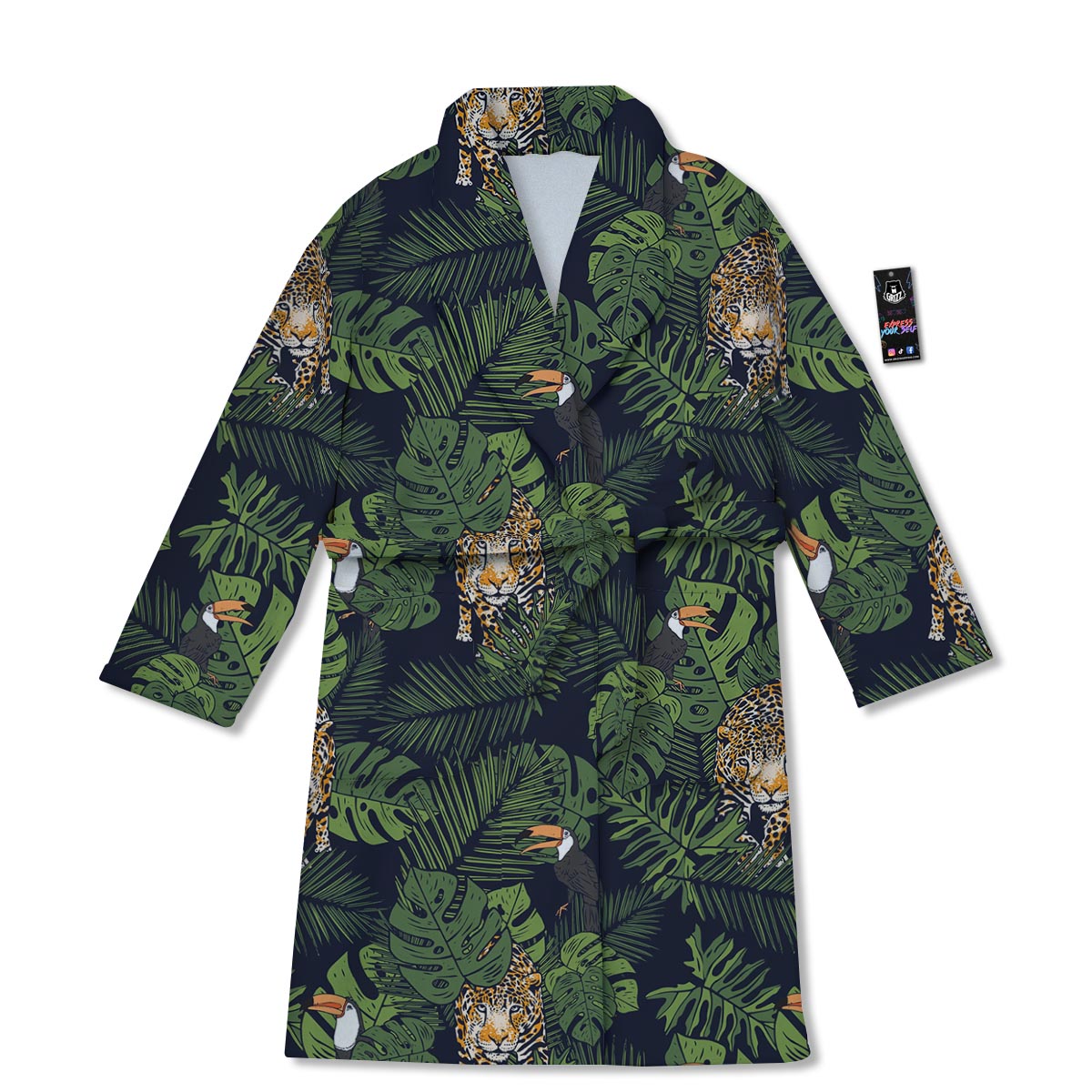 Toucan And Tiger Print Pattern Bathrobe-grizzshop