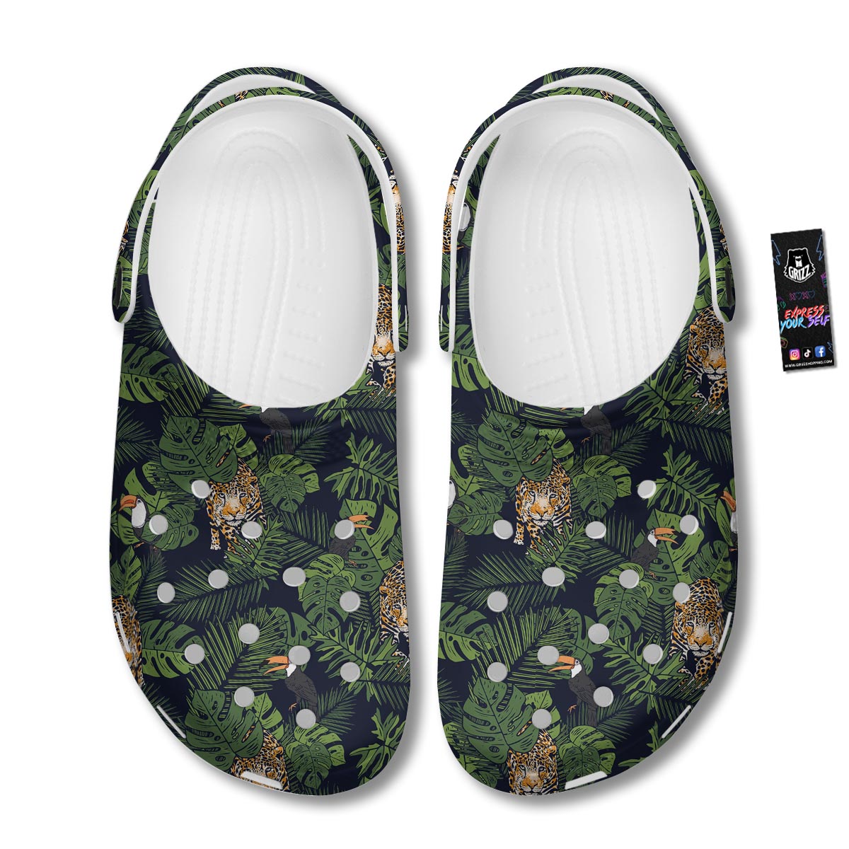 Toucan And Tiger Print Pattern Clog-grizzshop