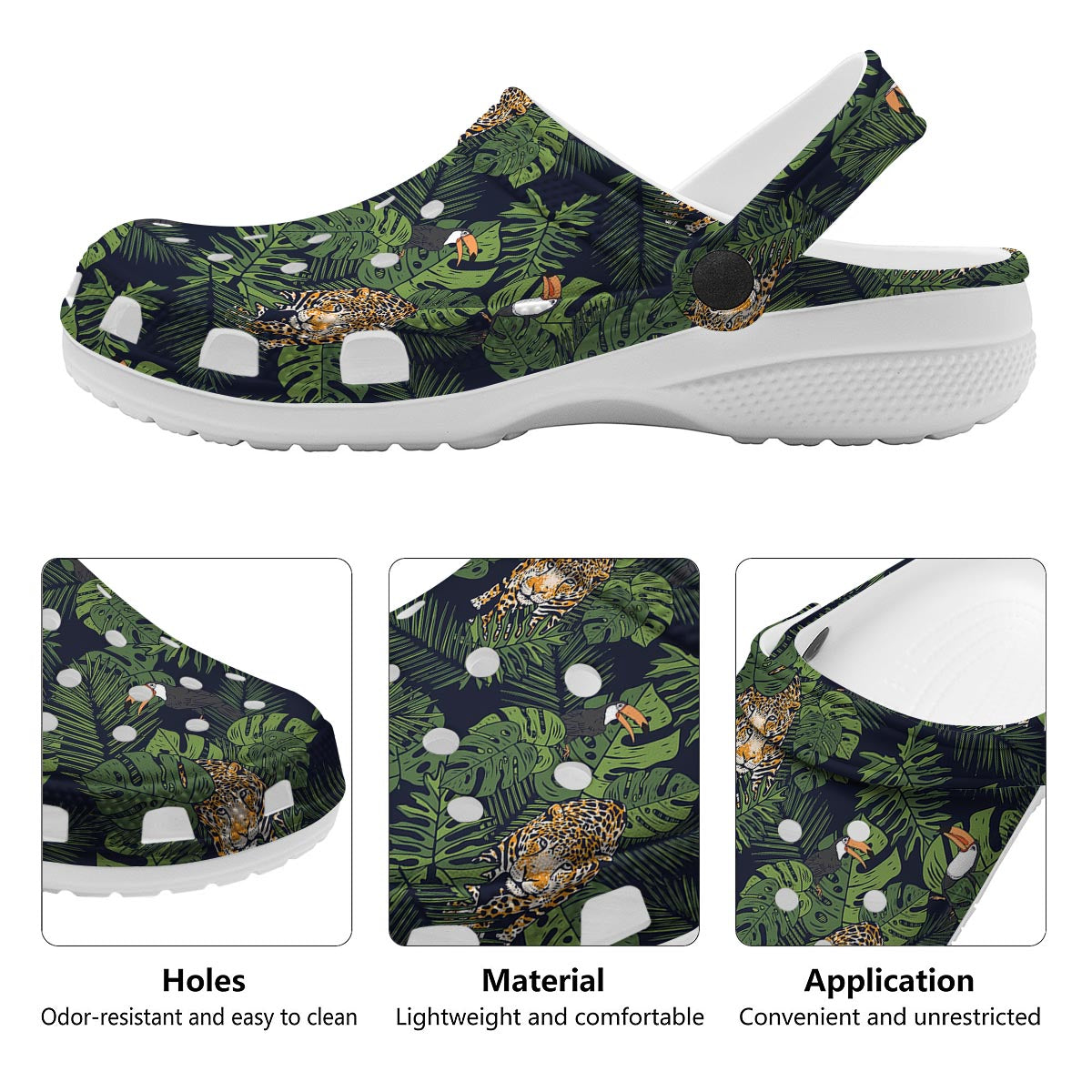 Toucan And Tiger Print Pattern Clog-grizzshop