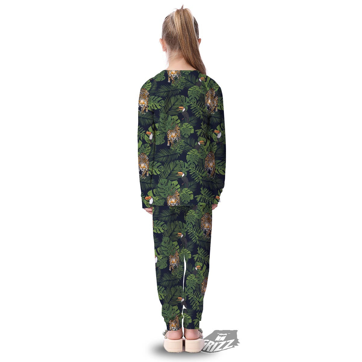 Toucan And Tiger Print Pattern Kid's Pajamas-grizzshop