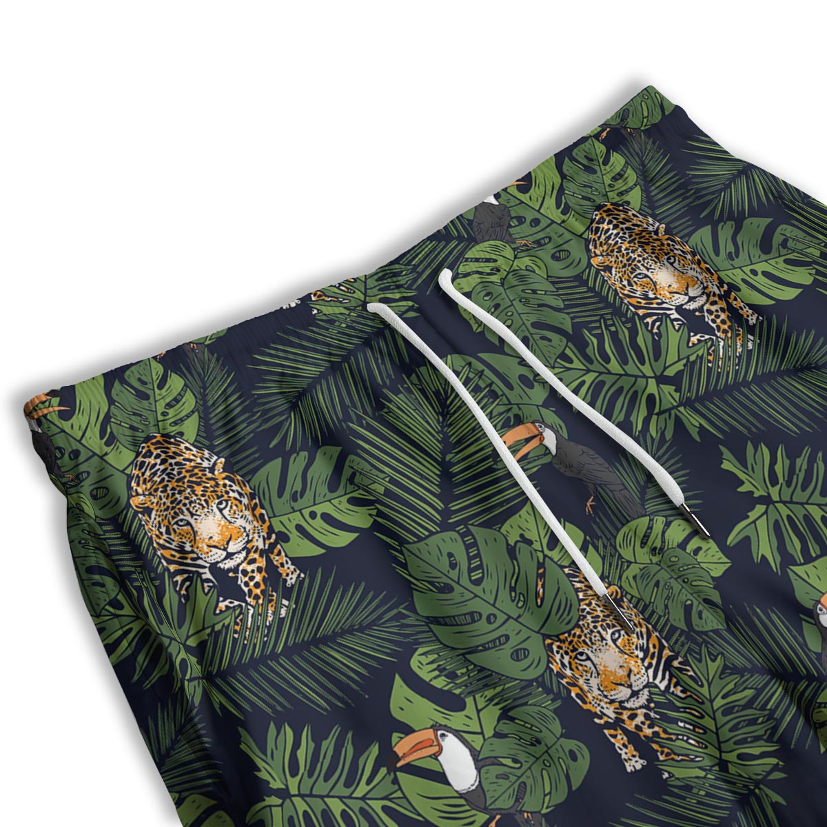 Toucan And Tiger Print Pattern Men's Athletic Shorts