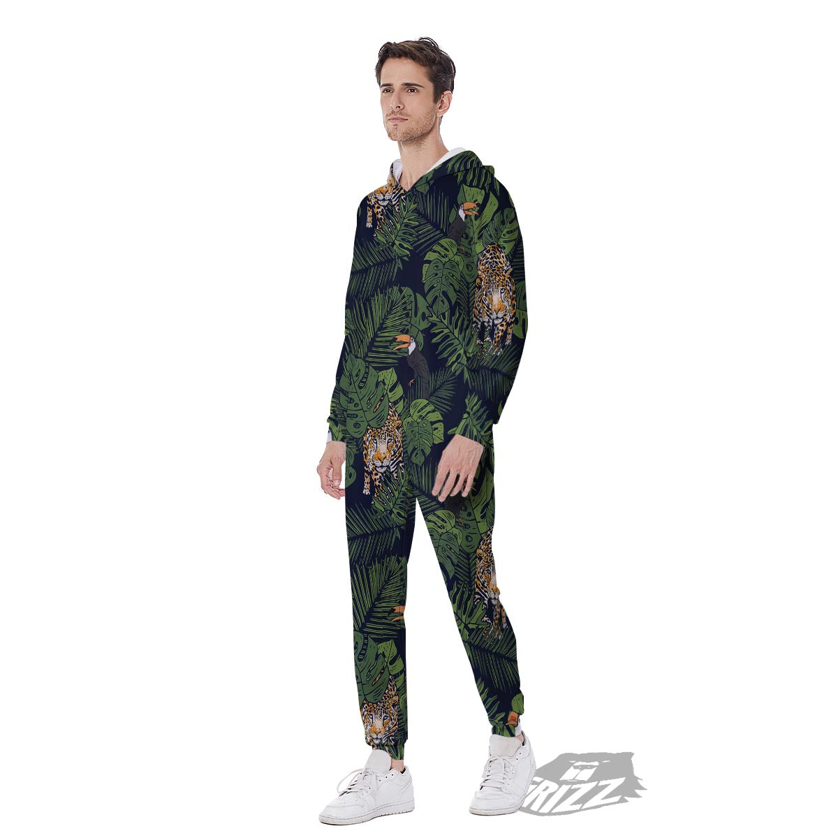 Toucan And Tiger Print Pattern Men's Jumpsuit-grizzshop