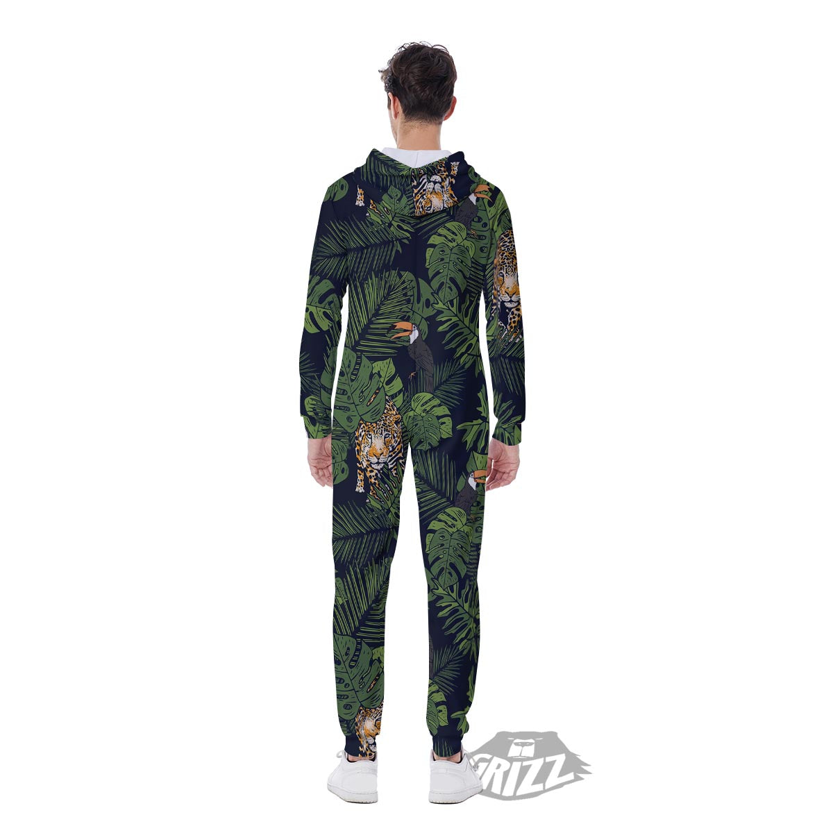 Toucan And Tiger Print Pattern Men's Jumpsuit-grizzshop