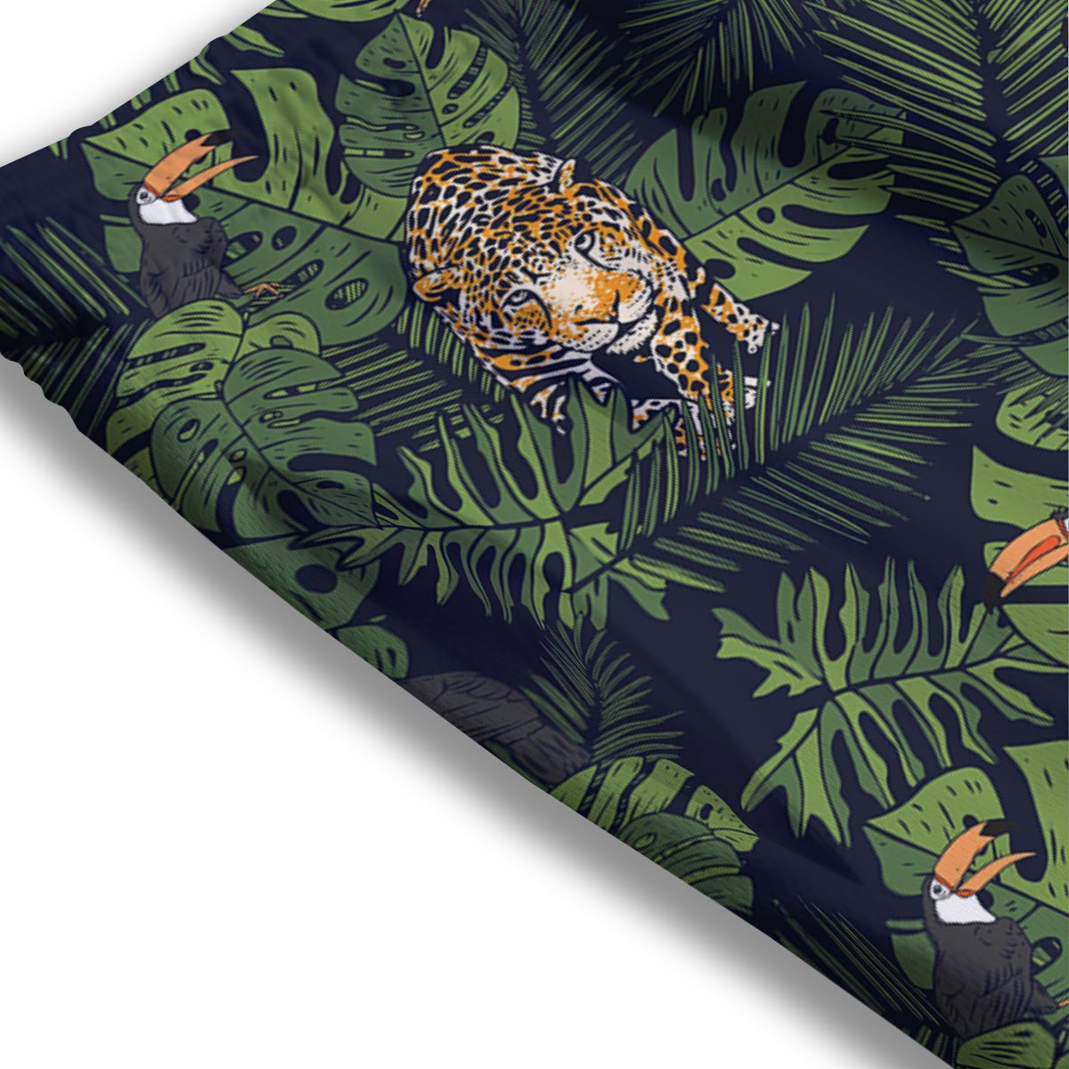 Toucan And Tiger Print Pattern Mesh Shorts