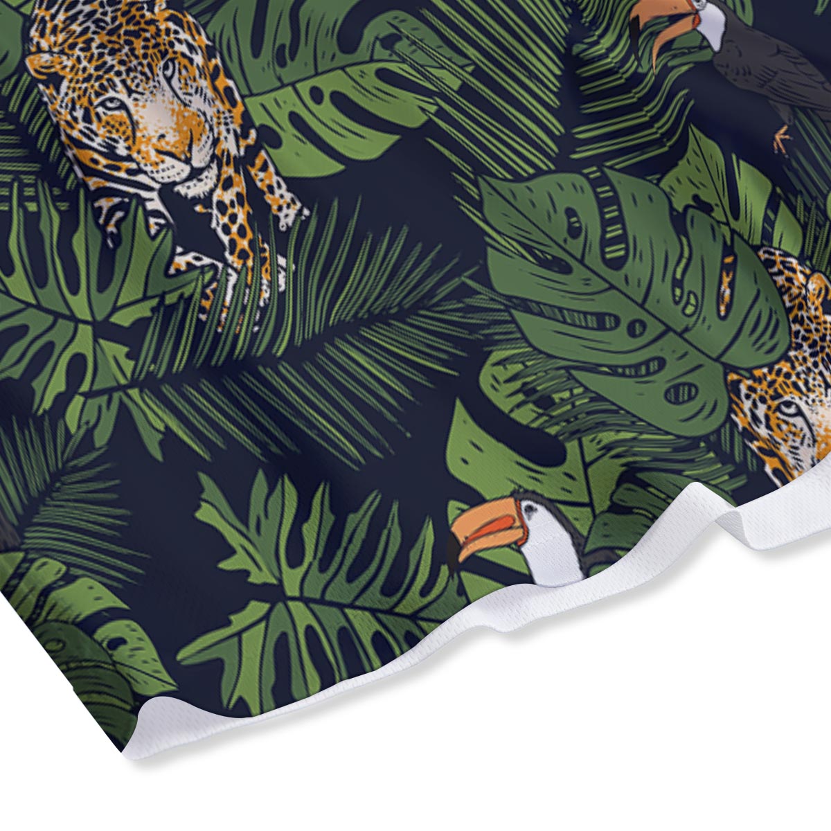 Toucan And Tiger Print Pattern Mesh Shorts